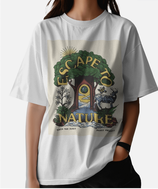 Nature Love White Oversized T-shirt