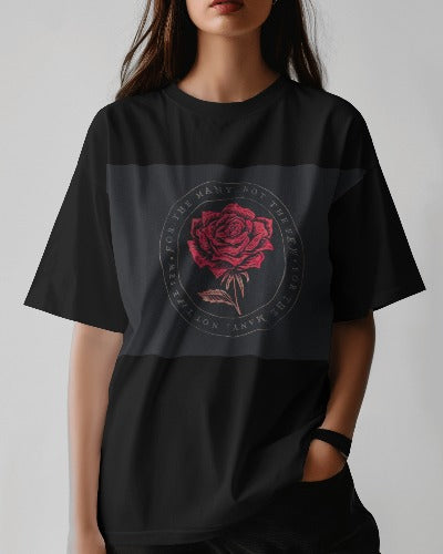 Rose print Black oversized T-shirt